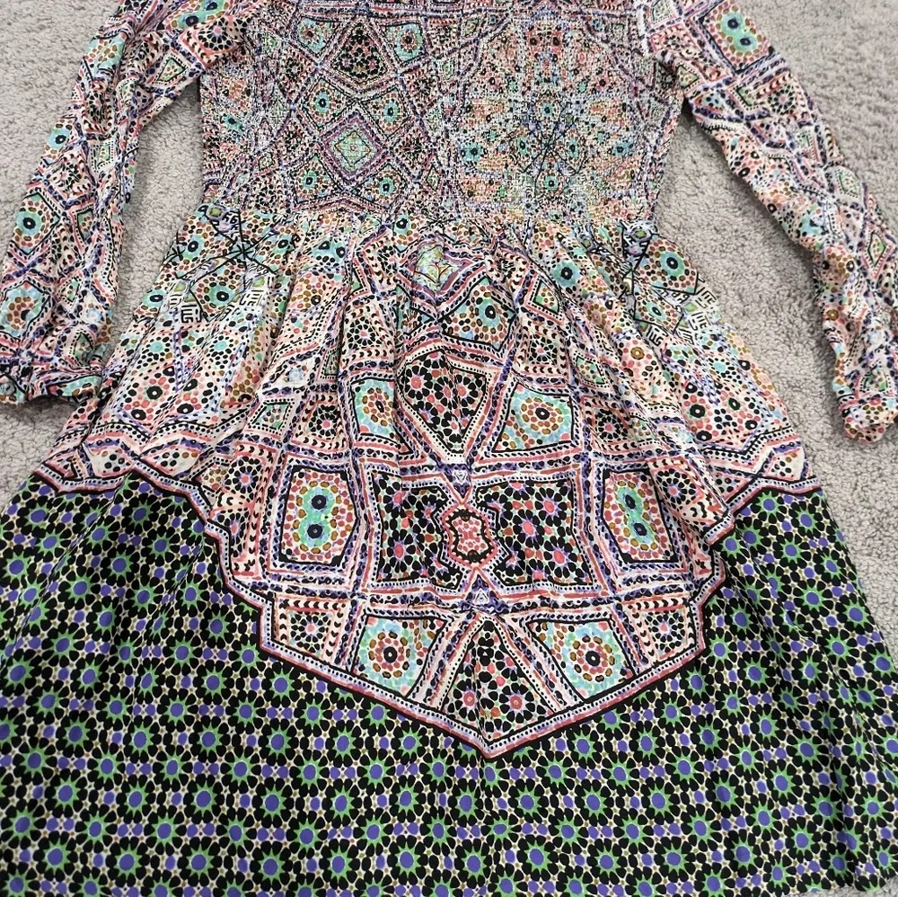 Maeve Anthropologie blue and red long‎ sleeve printed dress size Medium - Picture 10 of 10